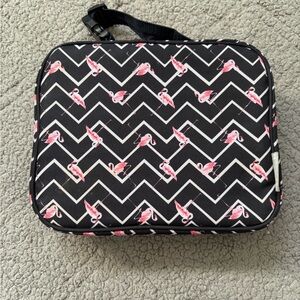 Black and Pink Flamingo Print Lunch Bag
